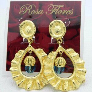New Old Stock ROSA FLORES Blue Crystal Medallion